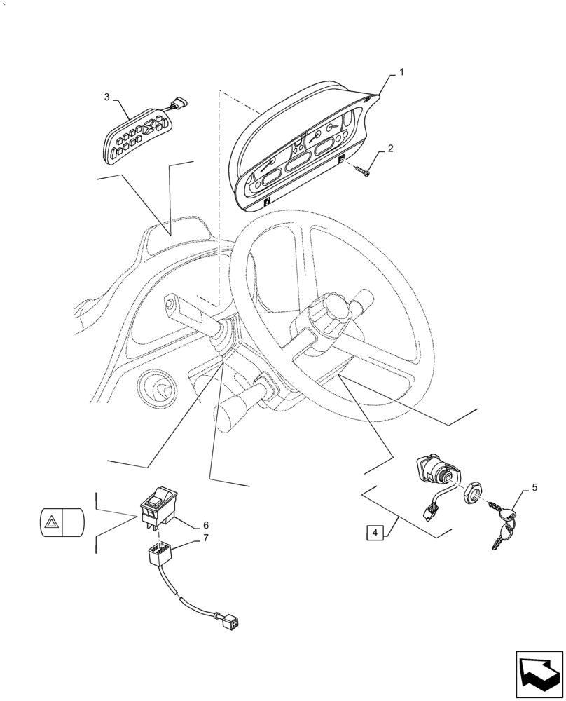 Схема запчастей Case IH PUMA 2304 - (55.512.BQ[02]) - INSTRUMENT CLUSTER, KEYPAD, KEY IGNITION AND HAZARD SWITCH (55) - ELECTRICAL SYSTEMS