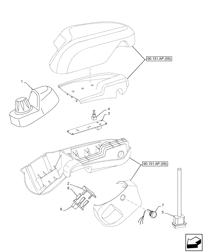 Схема запчастей Case IH MAXXUM 135 - (55.512.CS[07]) - VAR - 390021 - ARMREST, EDC, CONTROLS, W/ HEADLAND TURNING SYSTEM (55) - ELECTRICAL SYSTEMS