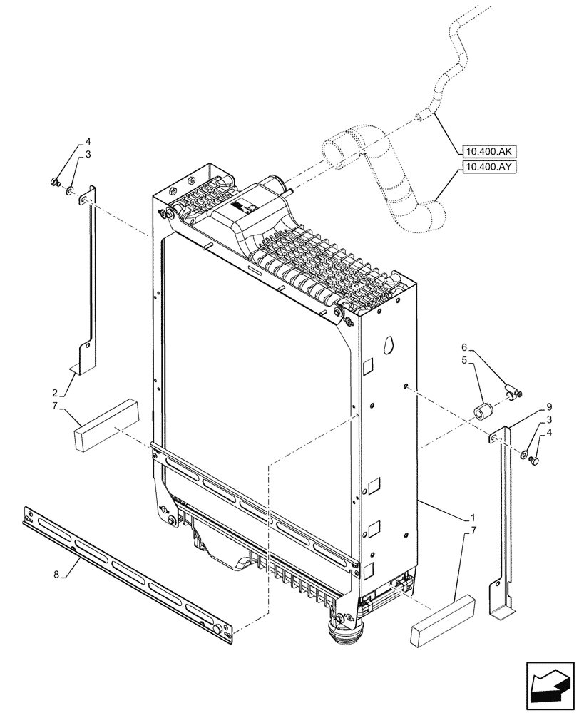 Схема запчастей Case IH MAXXUM 135 - (10.400.BE) - VAR - 390643, 758482 - RADIATOR (10) - ENGINE