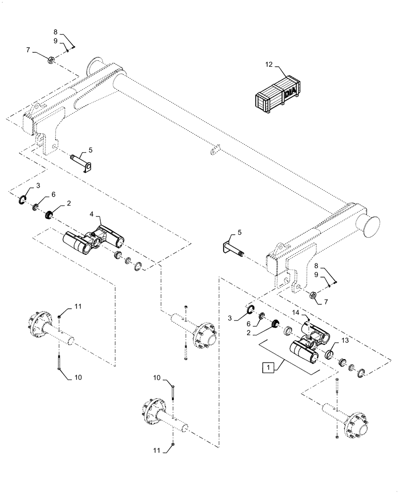 Схема запчастей Case IH ECOLO-TIGER 875 - (44.100.AA[01]) - TANDEM BEARING UPGRADE KIT (44) - WHEELS