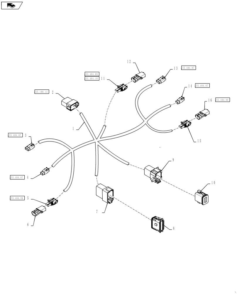 Схема запчастей Case IH PATRIOT 4440 - (55.511.AI[01]) - REAR LIGHT HARNESS (55) - ELECTRICAL SYSTEMS