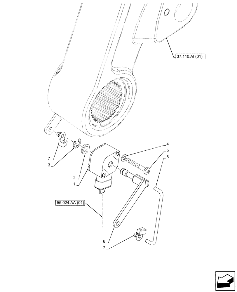 Схема запчастей Case IH MAXXUM 135 - (55.662.AZ) - VAR - 390911, 743811 - 3 POINT HITCH, REAR, POTENTIOMETER (55) - ELECTRICAL SYSTEMS