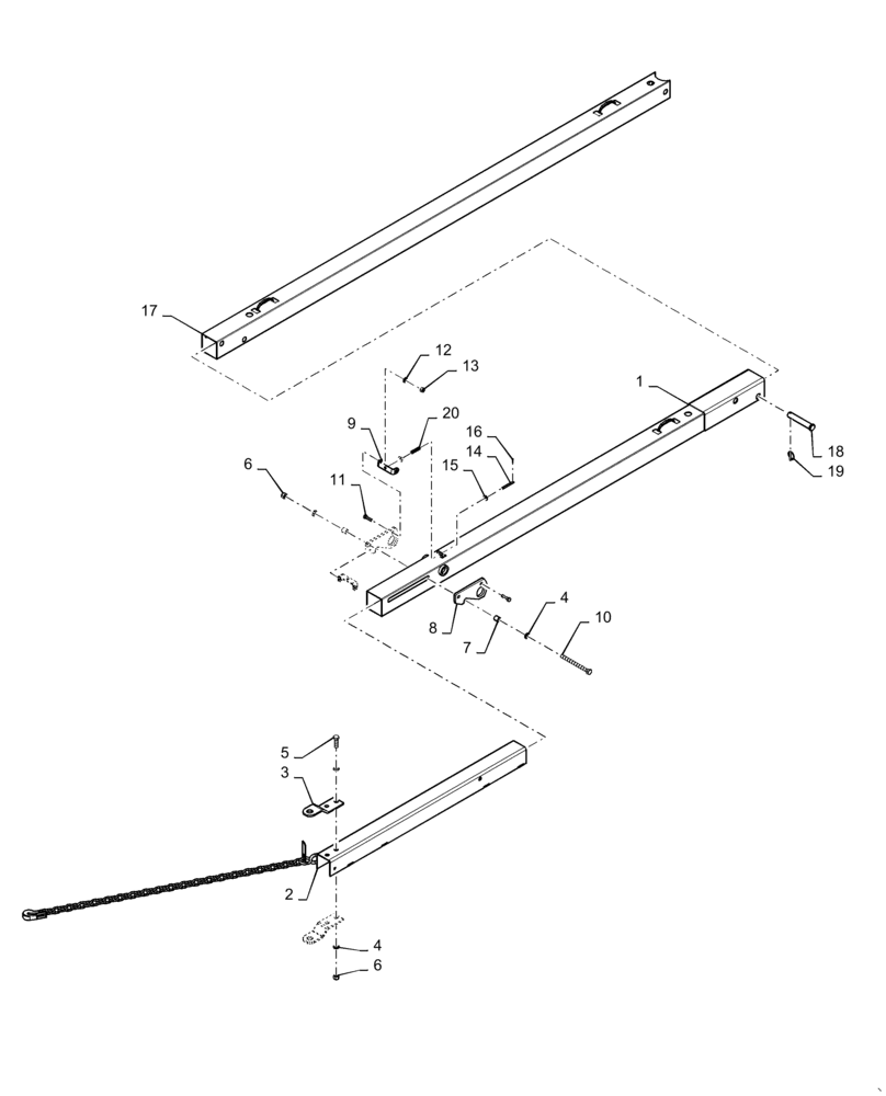 Схема запчастей Case IH 3152 - (58.130.10[05]) - TONGUE, HEADER TRANSPORT, 45FT, BSN - YCH020013 (58) - ATTACHMENTS/HEADERS