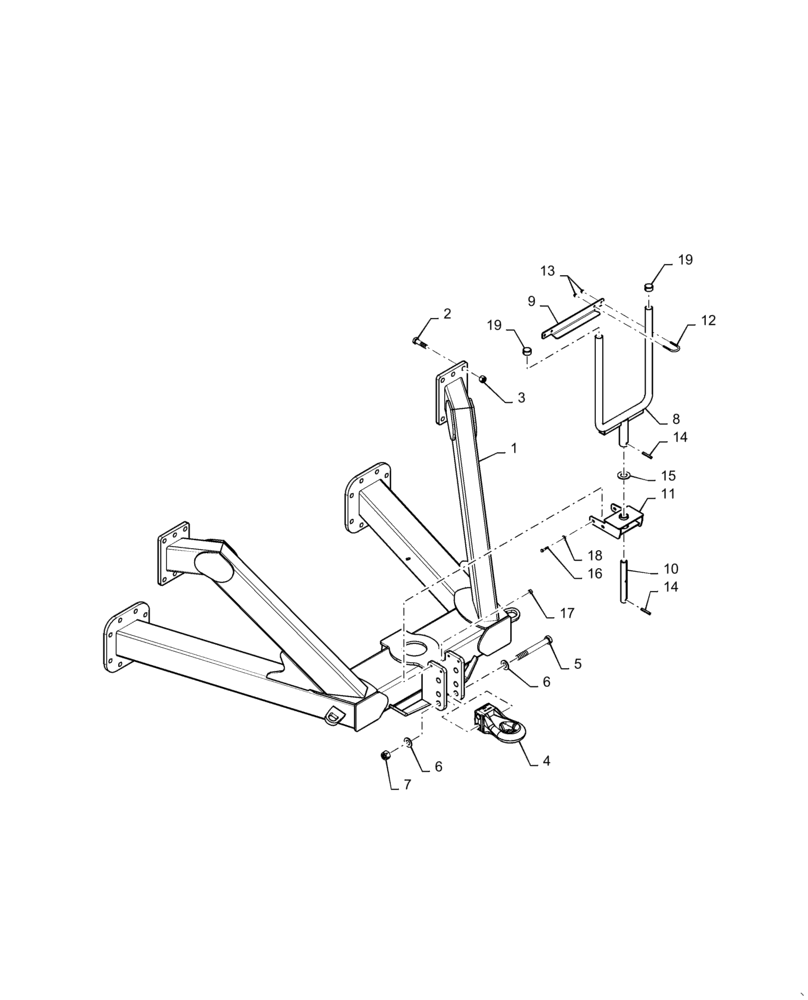 Схема запчастей Case IH 4765 - (37.162.AA[01]) - FRONT HITCH TOW BEHIND 2355/3445/4465 (37) - HITCHES, DRAWBARS & IMPLEMENT COUPLINGS