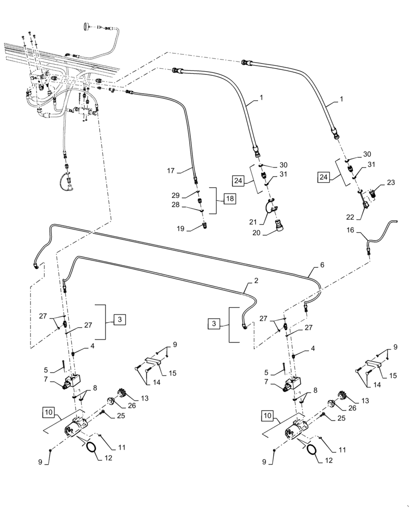 Схема запчастей Case IH DH213 - (35.420.AB[04]) - DOUBLE KNIFE, DOUBLE SWATH, SOLID REEL, HYDRAULIC LIFT 21FT (35) - HYDRAULIC SYSTEMS