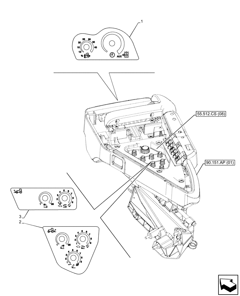 Схема запчастей Case IH MAXXUM 135 - (90.108.AA[08]) - VAR - 392021 - DECALS, ELECTRONIC CONTROLS, EDC, W/ SLIP CONTROL, W/ ELECTROHYDRAULIC REMOTES (90) - PLATFORM, CAB, BODYWORK AND DECALS