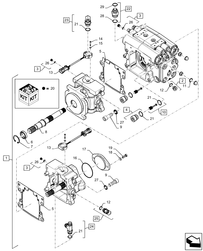 Схема запчастей Case IH WD1903 - (35.910.AD[01]) - HYDROSTATIC PUMP, DRAPER 6 CYLINDER (35) - HYDRAULIC SYSTEMS