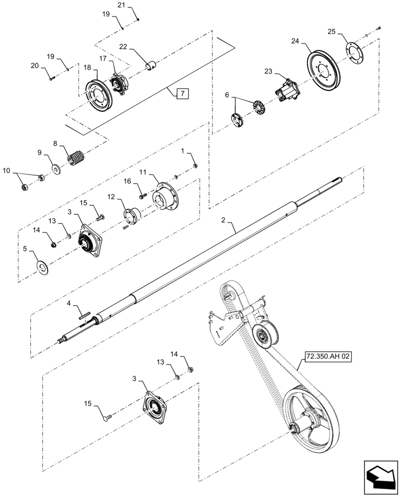 Схема запчастей Case IH 9230 - (72.350.AI[02]) - VAR - 722759 - DRIVE SHAFT, BEATER, ASN YDG218540 (72) - SEPARATION