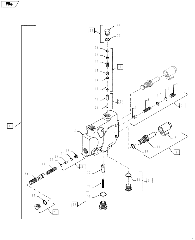 Схема запчастей Case IH STEIGER 400 - (35.204.15) - VALVE - ASSY - THREE POINT HITCH (35) - HYDRAULIC SYSTEMS