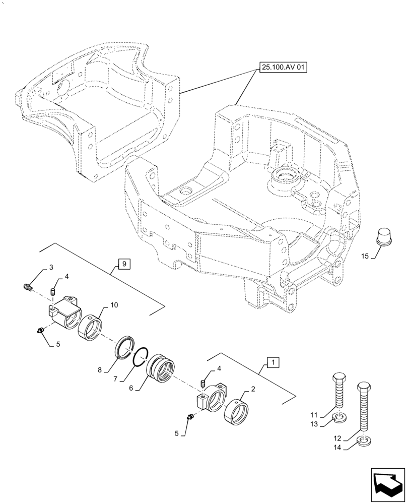 Схема запчастей Case IH PUMA1854 - (25.100.AV[02]) - FRONT AXLE TRUNNION (25) - FRONT AXLE SYSTEM
