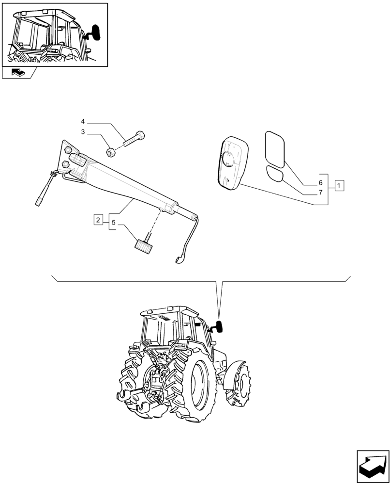 Схема запчастей Case IH PUMA 140 - (1.93.6/01[01A]) - TELESCOPIC, HEATED AND WITH REMOTE ADJUSTMENT REAR-VIEW MIRRORS (VAR.330827-331827) - D9027 (10) - OPERATORS PLATFORM/CAB