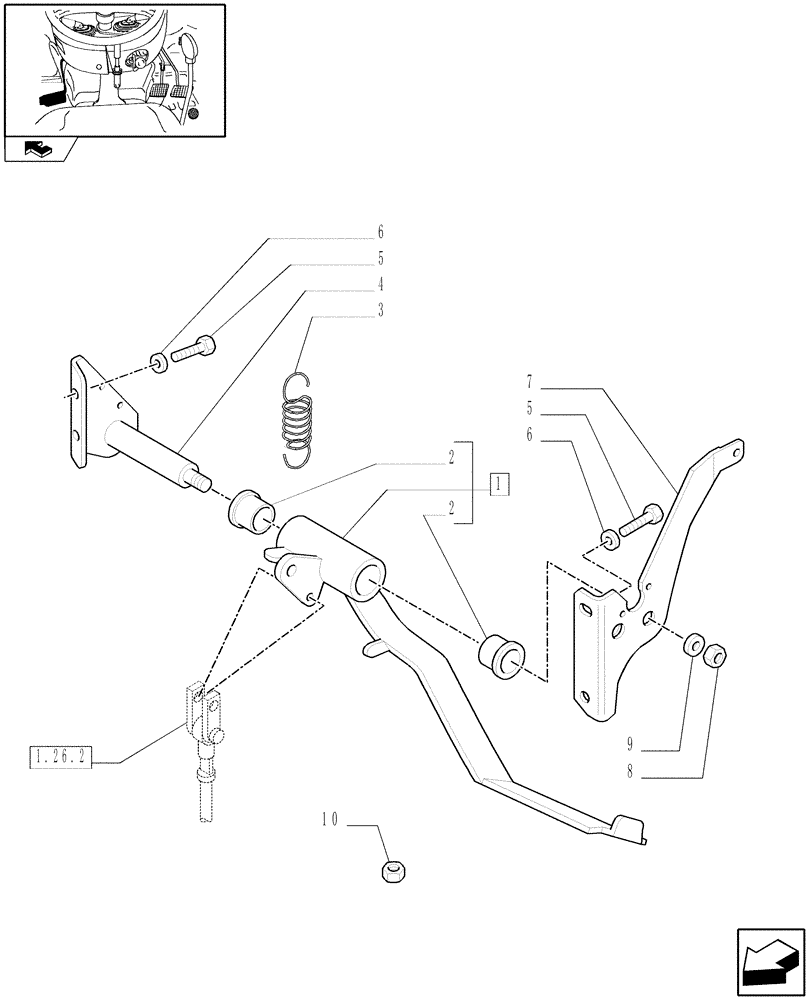 Схема запчастей Case IH FARMALL 85C - (1.92.26[01]) - CLUTCH PEDAL (10) - OPERATORS PLATFORM/CAB