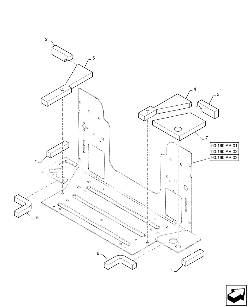 Схема запчастей Case IH SV280 - (90.105.CU[01]) - FOAM INSULATION (90) - PLATFORM, CAB, BODYWORK AND DECALS