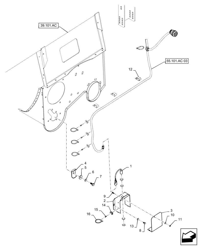 Схема запчастей Case IH 7230 - (55.101.AC[04]) - WIRE HARNESS, CLEAN GRAIN ELEVATOR, SPEED SENSOR (55) - ELECTRICAL SYSTEMS