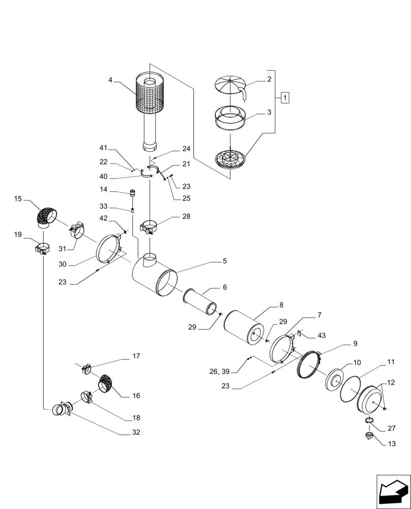 Схема запчастей Case IH 7000 - (C03.03[01]) - Air Cleaner {M11/QSM11} (10) - ENGINE
