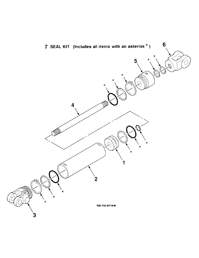 Схема запчастей Case IH 8850 - (08-66) - HYDRAULIC CYLINDER ASSEMBLY, HEADER TILT, 700712017 HYDR CYLINDER COMPLETE, 2-1/2" BORE X 8" STROKE (08) - HYDRAULICS