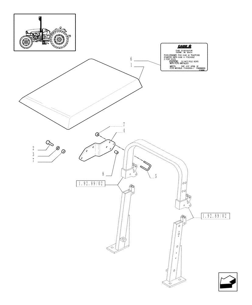 Схема запчастей Case IH JX1095C - (718461010) - (DIA KIT) FOPS FOR NAR CIH (18) - VARIATIONS