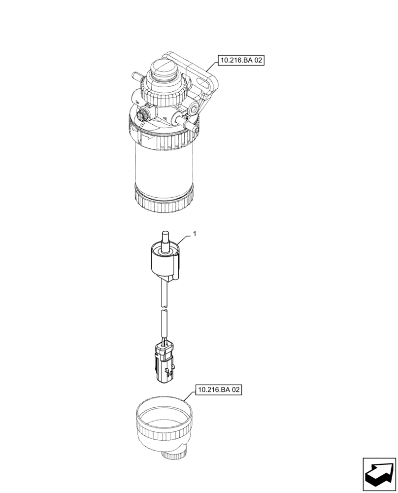 Схема запчастей Case IH 586H - (55.010.AQ[01]) - FUEL FILTER/WATER SEPARATOR, SENSOR (55) - ELECTRICAL SYSTEMS