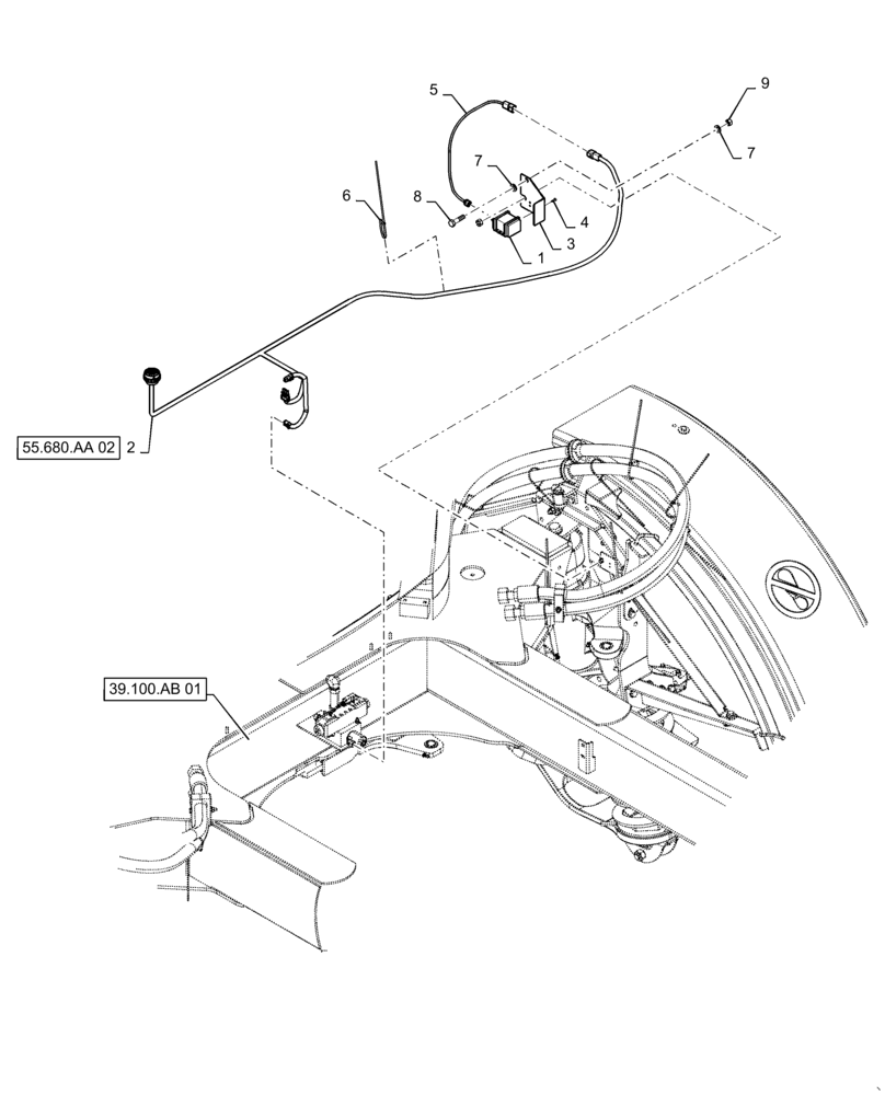 Схема запчастей Case IH PATRIOT 4440 - (55.680.AI[02]) - AUTOGUIDANCE, FRAME, BSN YGT044001 (55) - ELECTRICAL SYSTEMS