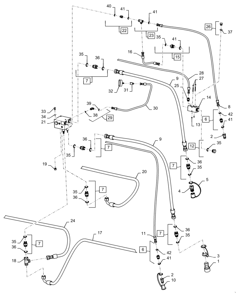 Схема запчастей Case IH DH253 - (35.420.AB[03]) - SINGLE KNIFE, SINGLE SWATH, SOLID REEL, HYDRAULIC LIFT 25FT (35) - HYDRAULIC SYSTEMS