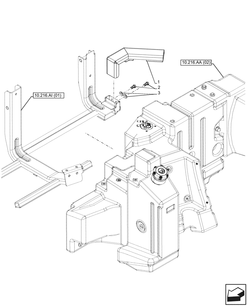 Схема запчастей Case IH MAXXUM 135 - (10.216.AA[01]) - VAR - 758405, 758406 - EXTRA FUEL TANK, SUPPORT (10) - ENGINE