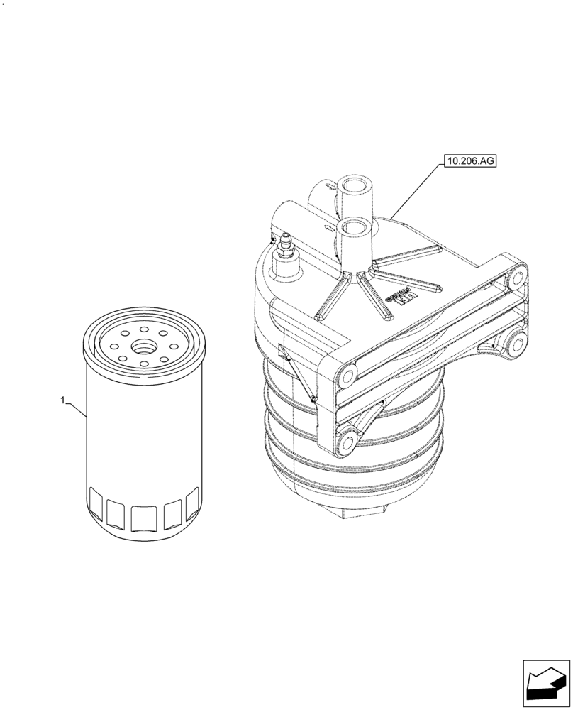 Схема запчастей Case IH F2CFE613E B006 - (10.206.AO) - FUEL FILTER (10) - ENGINE