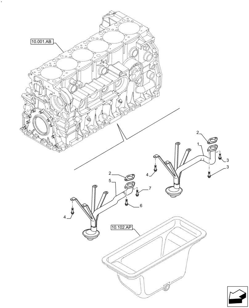 Схема запчастей Case IH F2CFE613E B006 - (10.304.AL) - SUCTION PIPE (10) - ENGINE
