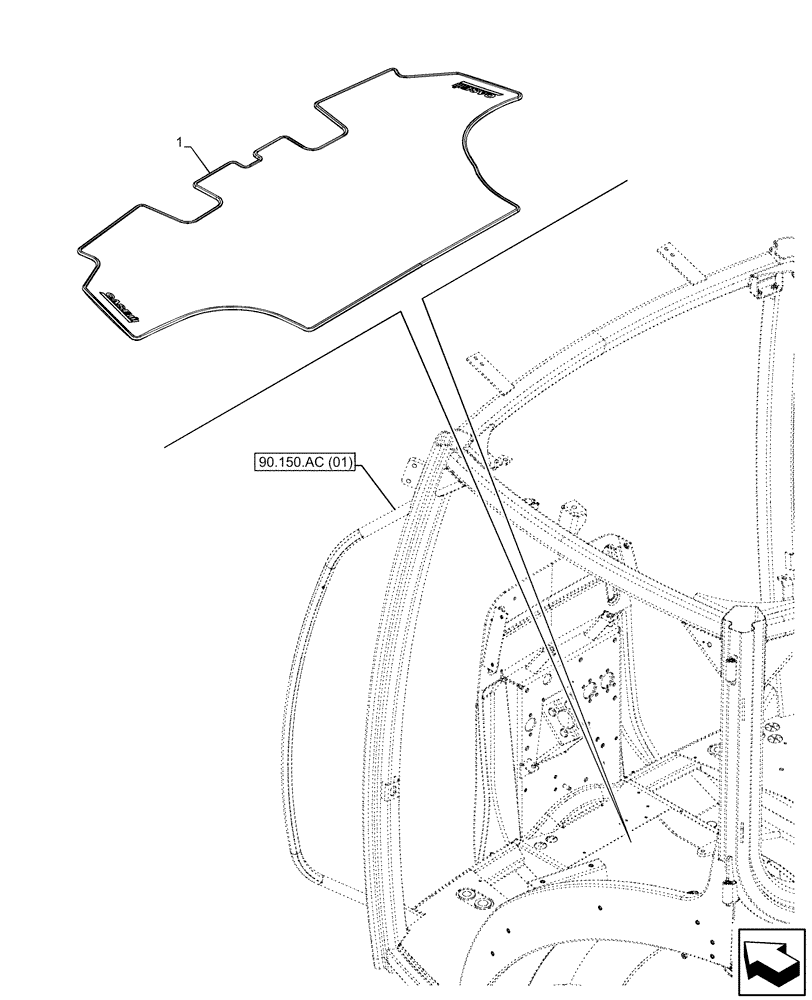 Схема запчастей Case IH MAXXUM 135 - (90.160.AR[01]) - VAR - 758483 - FLOOR MAT (90) - PLATFORM, CAB, BODYWORK AND DECALS