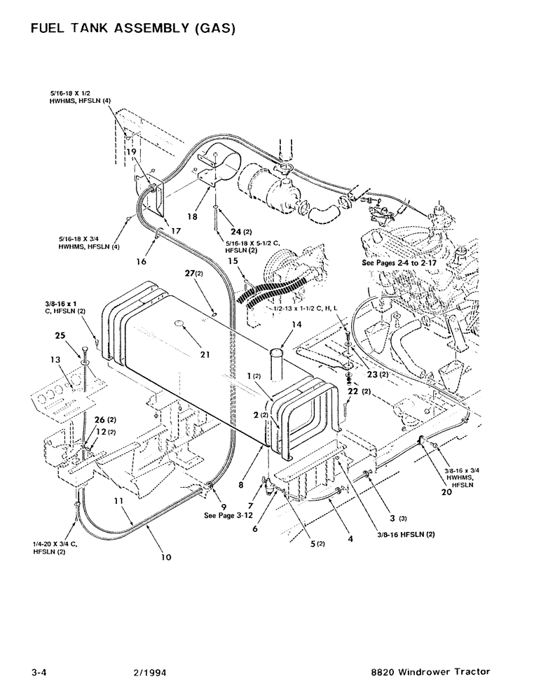Схема запчастей Case IH 8820 - (3-04) - FUEL TANK ASSEMBLY, GAS (03) - FUEL SYSTEM
