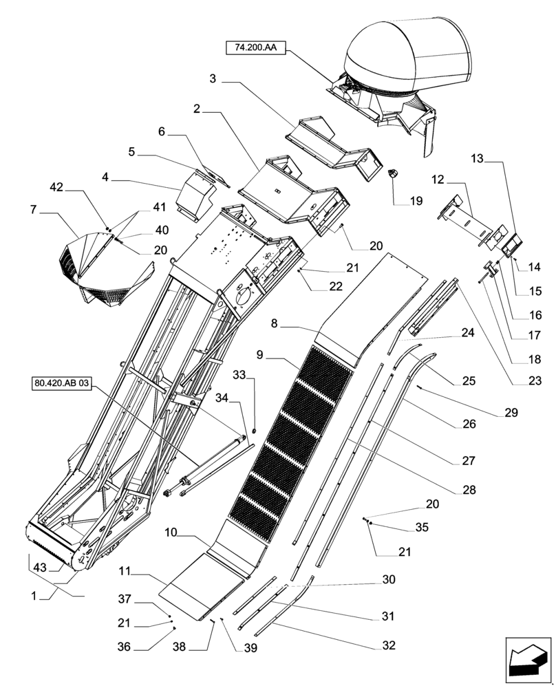 Схема запчастей Case IH A8800 - (80.420.AC[02]) - ELEVATOR (80) - CROP STORAGE/UNLOADING