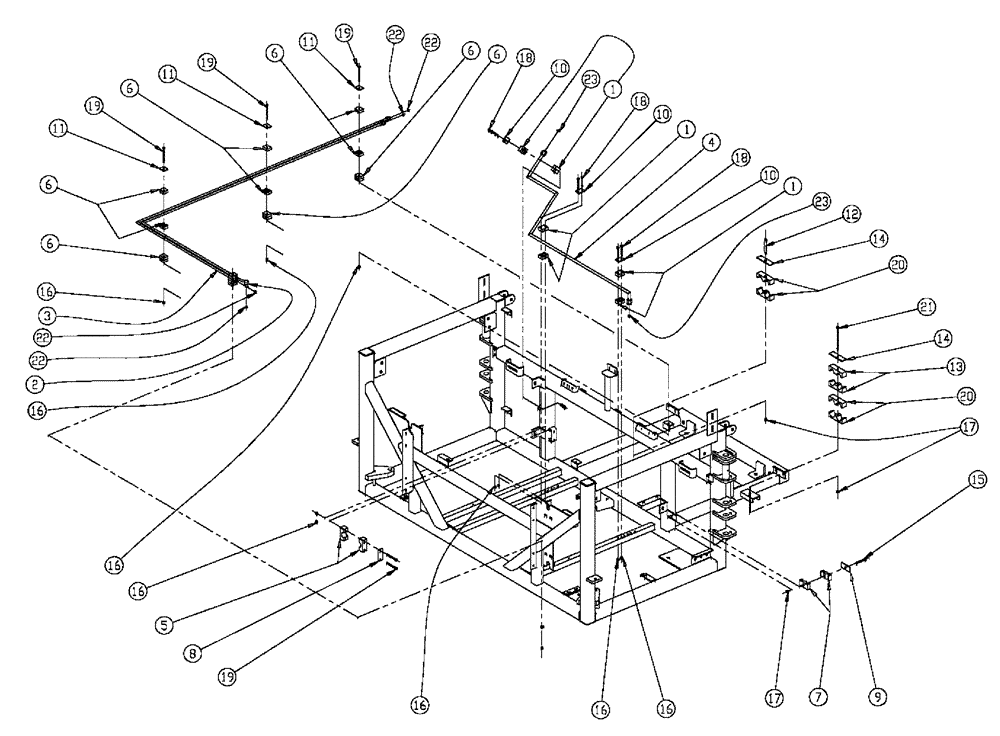 Схема запчастей Case IH 438 - (01-016) - CONVEYOR AND AUGER HYDRAULIC TUBES GROUP Basic Unit