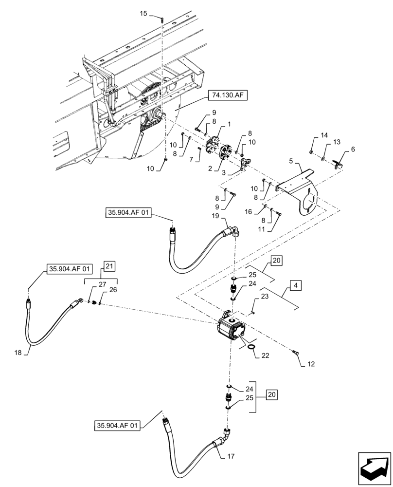 Схема запчастей Case IH 9230 - (35.904.AF[03]) - VAR - 722030 - DRIVE, FAN, HYDRAULIC MOTOR (35) - HYDRAULIC SYSTEMS