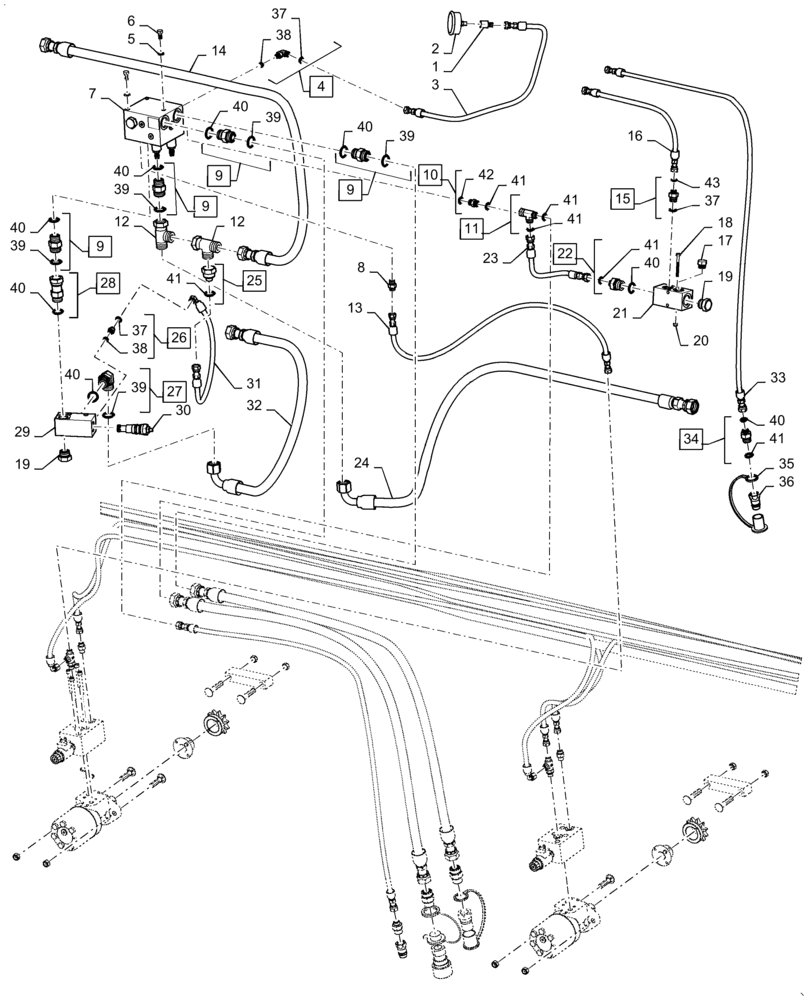 Схема запчастей Case IH DH253 - (35.420.AB[03]) - SINGLE KNIFE, DOUBLE SWATH, SOLID REEL, HYDRAULIC LIFT 25FT (35) - HYDRAULIC SYSTEMS
