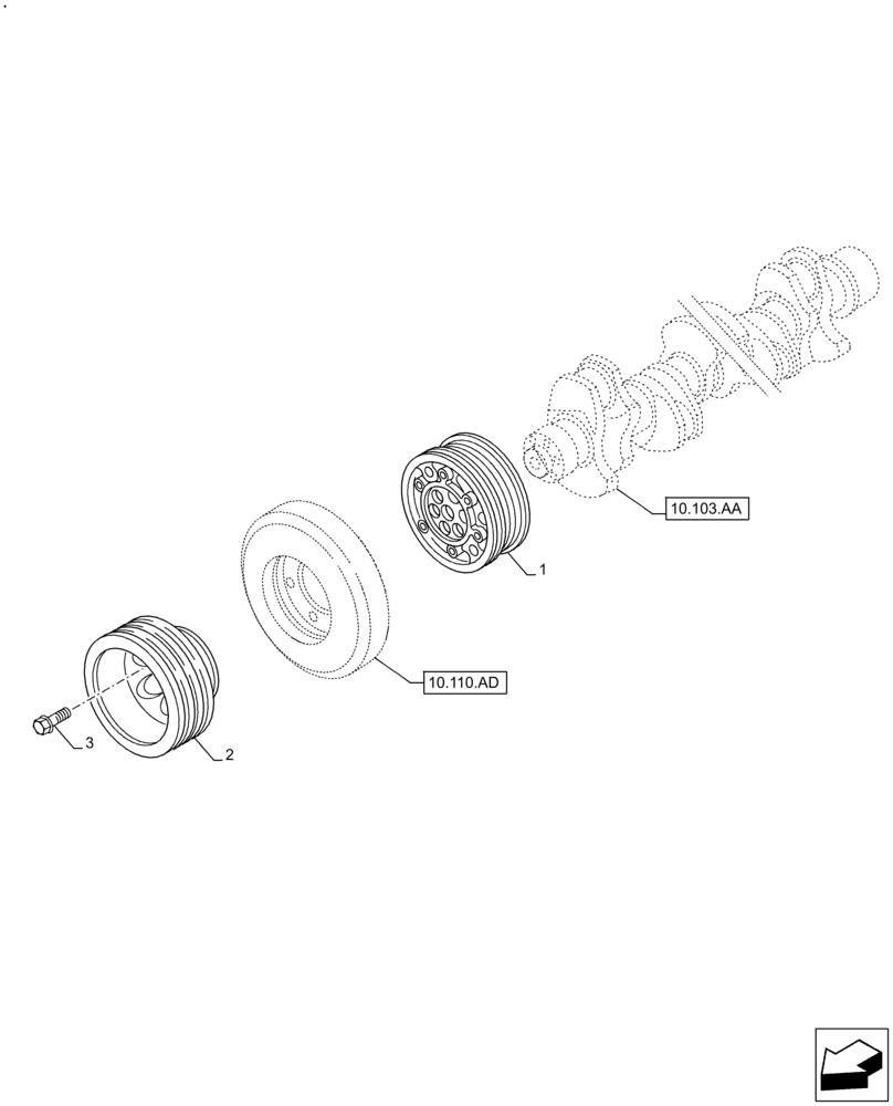 Схема запчастей Case IH F2CFE613E B006 - (10.103.AG) - CRANKSHAFT & PULLEY (10) - ENGINE