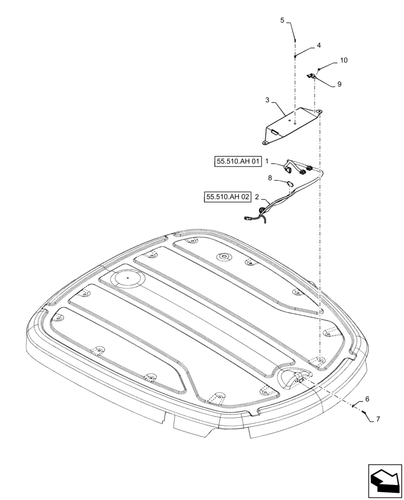 Схема запчастей Case IH PATRIOT 4440 - (55.911.AC[02]) - GPS RECEIVER, HARNESS &, MOUNTING BRACKET (55) - ELECTRICAL SYSTEMS