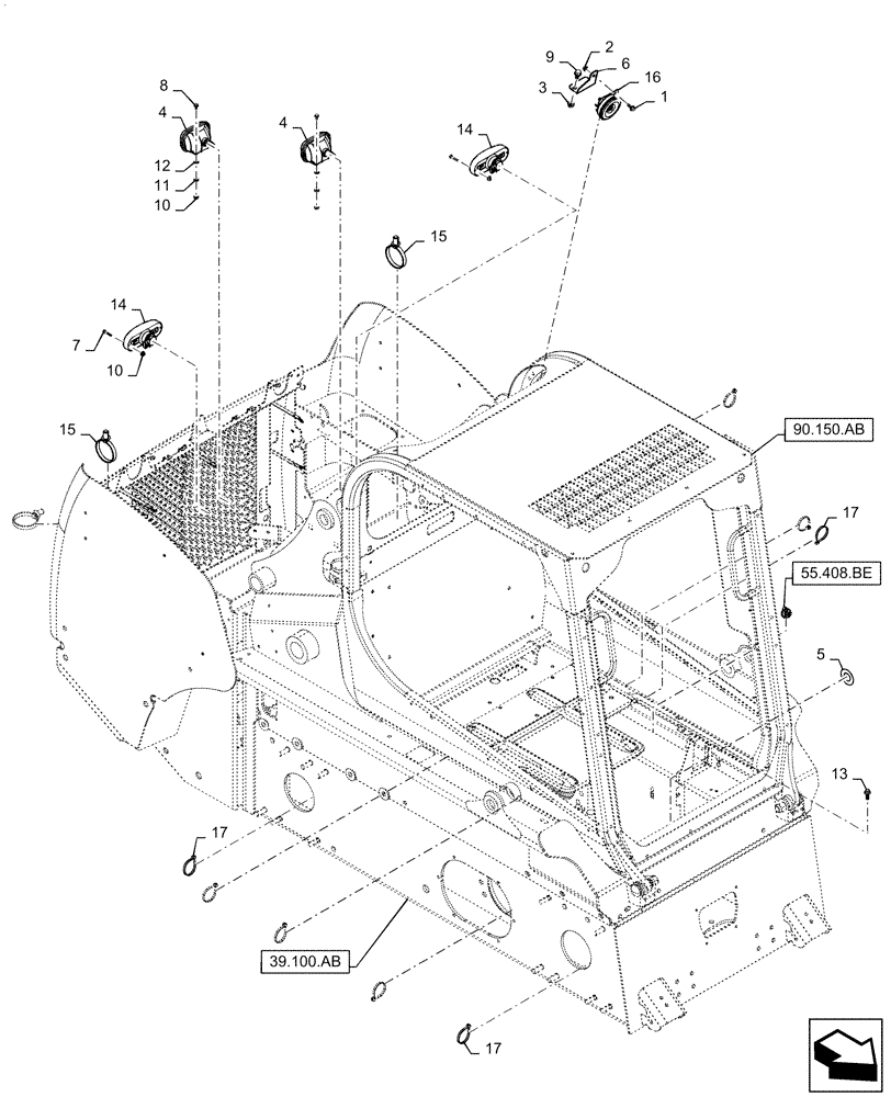 Схема запчастей Case IH TR310 - (55.408.AG) - HORN & BEACON RELATED PARTS (55) - ELECTRICAL SYSTEMS