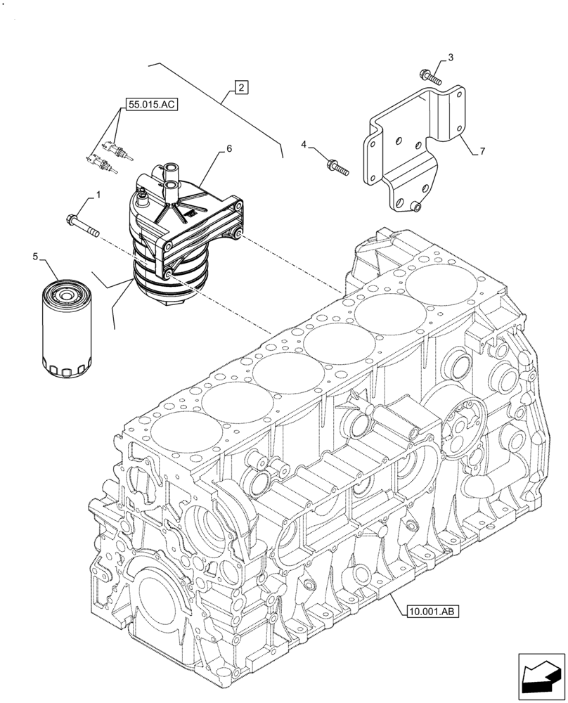 Схема запчастей Case IH F2CFE613E B006 - (10.206.AG) - FUEL FILTER, SUPPORT (10) - ENGINE
