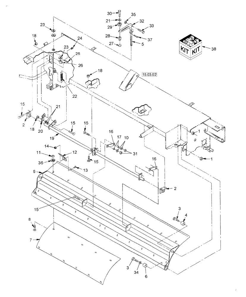 Схема запчастей Case IH DC102F - (15.05) - ROTOR HOOD (15) - CROP CONDITIONING