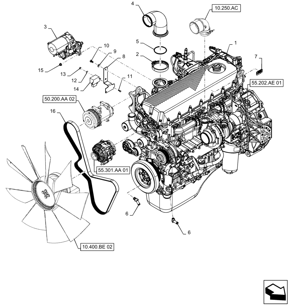 Схема запчастей Case IH PATRIOT 4440 - (10.001.AA[03]) - ENGINE ACCESSORIES (10) - ENGINE