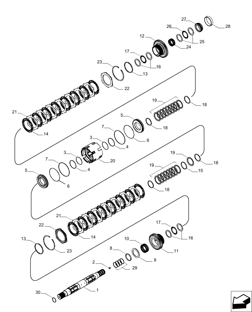 Схема запчастей Case IH MAGNUM 235 - (21.155.AN[02]) - SPEED TRANSMISSION, OUTPUT SHAFT FRONT CLUTCH (21) - TRANSMISSION