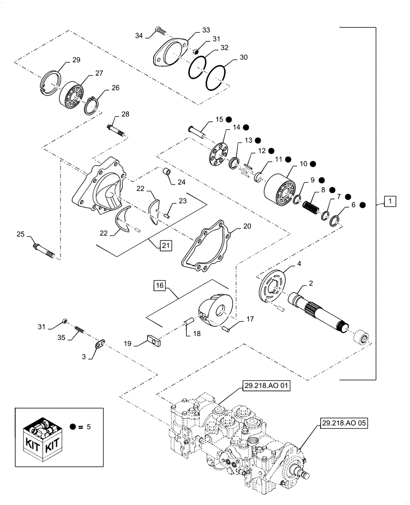 Схема запчастей Case IH SV300 - (29.212.06[04]) - PUMP, HYDROSTATIC TANDEM 46CC MDC REAR, BUSHED (SR250,SV300,TR320,TV380) (29) - HYDROSTATIC DRIVE
