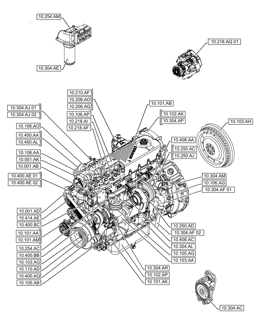 Схема запчастей Case IH F2CFE613E B006 - (10.000.00) - SECTION INDEX - ENGINE (10) - ENGINE
