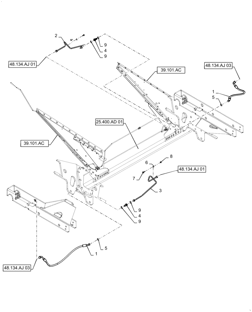 Схема запчастей Case IH 7230 - (48.134.AJ[02]) - VAR - 425215 - HYDRAULIC LINE, TRACK ASSY (48) - TRACKS & TRACK SUSPENSION