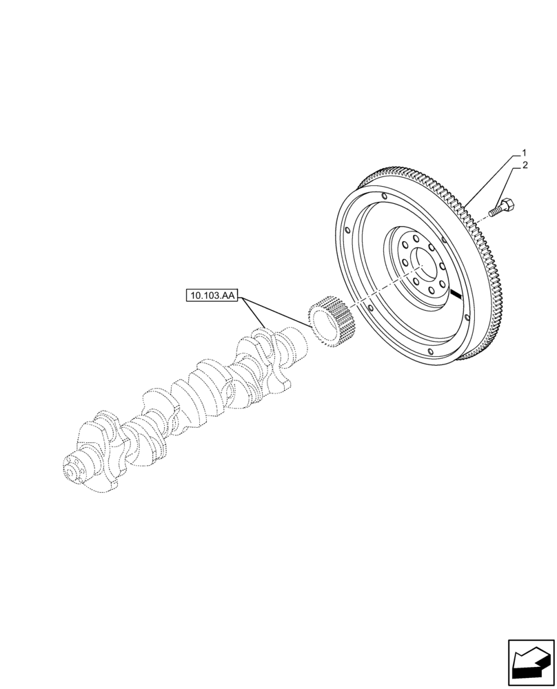 Схема запчастей Case IH F2CFE613E B006 - (10.103.AH) - ENGINE FLYWHEEL (10) - ENGINE