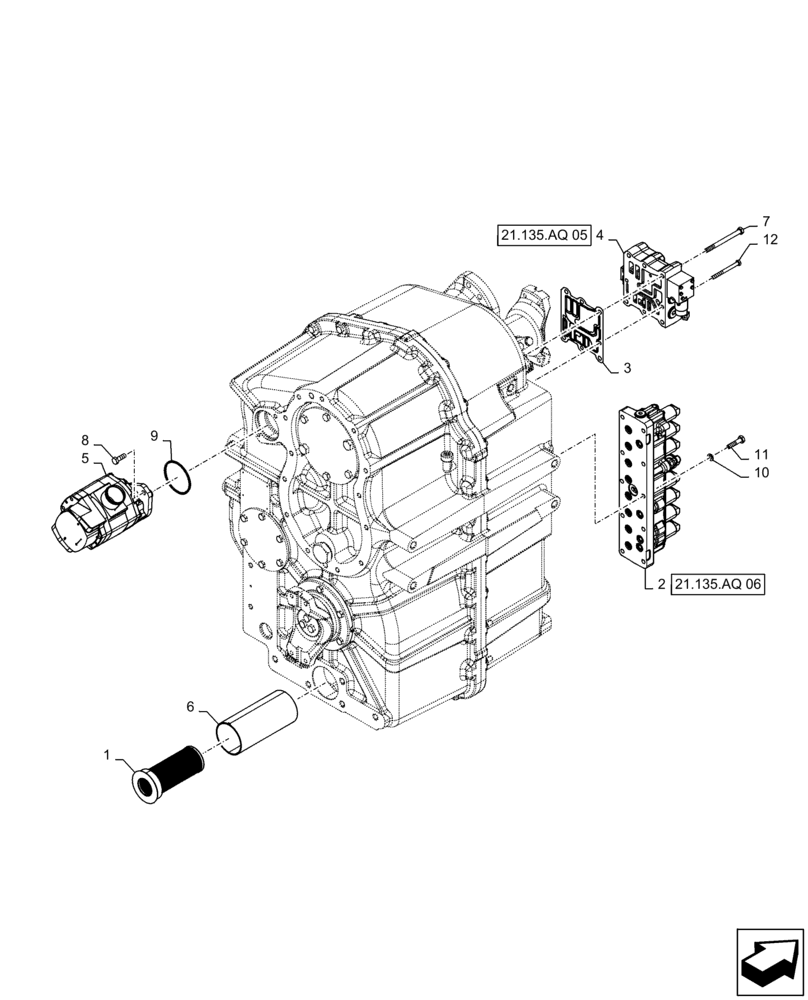 Схема запчастей Case IH STEIGER 370 - (21.135.AQ[04]) - TRANSMISSION CONTROL VALVE MOUNTING, ASN ZFF308001 (21) - TRANSMISSION