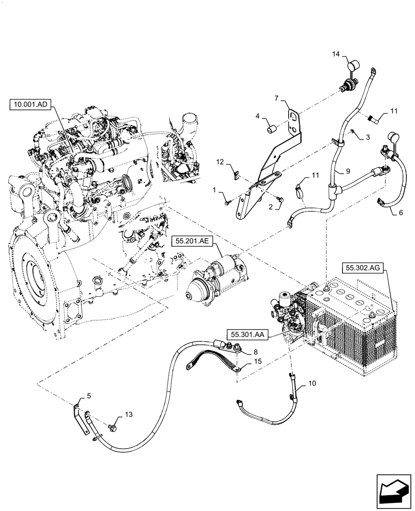 Схема запчастей Case IH SV300 - (55.302.AV[01]) - NO BATTERY DISCONNECT (55) - ELECTRICAL SYSTEMS