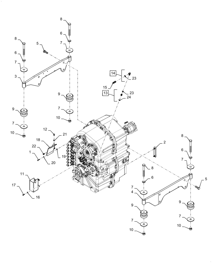 Схема запчастей Case IH STEIGER 370 - (21.113.AD[05]) - TRANSMISSION MOUNTING, POWERSHIFT, ASN ZFF308001 (21) - TRANSMISSION