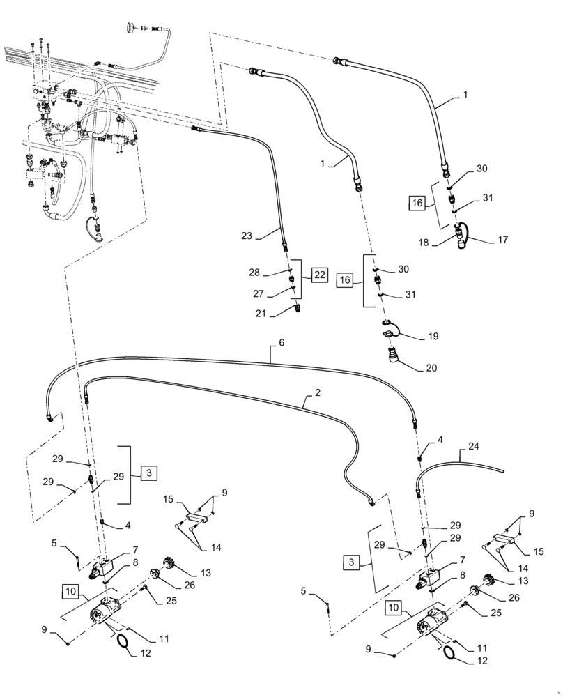 Схема запчастей Case IH DH253 - (35.420.AB[04]) - SINGLE KNIFE, DOUBLE SWATH, SOLID REEL, HYDRAULIC LIFT 25FT (35) - HYDRAULIC SYSTEMS