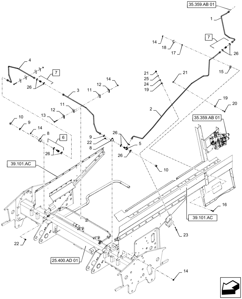 Схема запчастей Case IH 7230 - (48.134.AJ[01]) - VAR - 425399 - HYDRAULIC SYSTEM, TRACK ASSY (48) - TRACKS & TRACK SUSPENSION