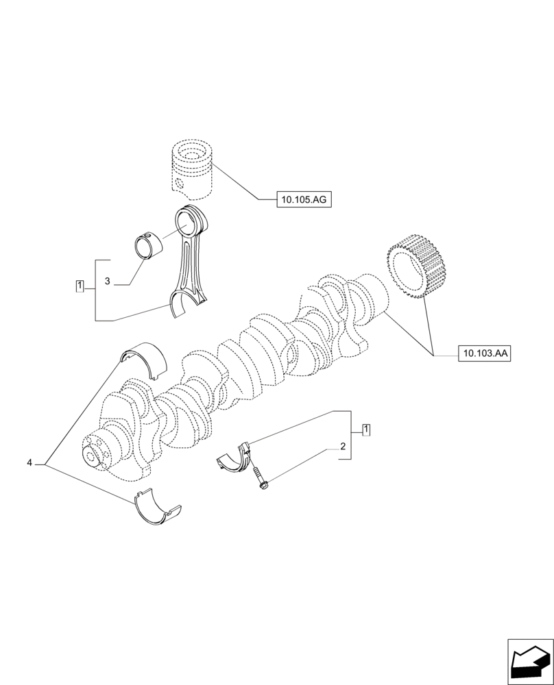 Схема запчастей Case IH MAGNUM 235 - (10.105.AB) - CONNECTING ROD (10) - ENGINE